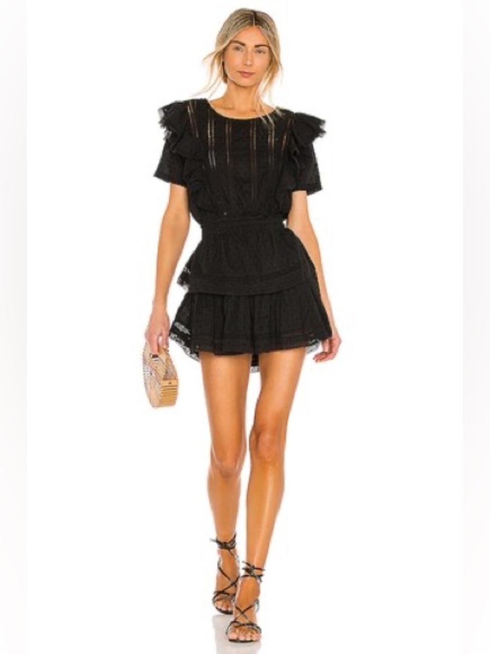 LOVESHACKFANCY 100% cotton Natasha dress in black Xl